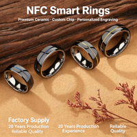 Bague intelligente NFC en céramique haut de gamme personnalisée avec puce NTAG216 CUID, bague RFID passive pour le contrôle d'accès et les cartes de visite professionnelles