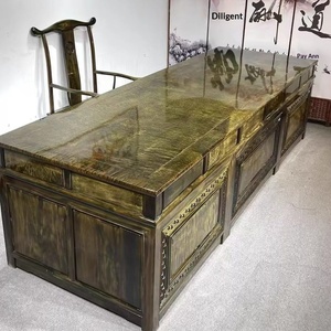 Golden Nanmu Big Yeonan Gloomy Multi-function Fujian Origin Office <b>Desk</b> Full Solid Wood Chinese Classical Study High-end 998 Gol - Product Image 5