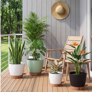 Maceta Colgante P472-2 <span class=keywords><strong>de</strong></span> 12 Pulgadas con Borde <span class=keywords><strong>de</strong></span> Riego, Orificios <span class=keywords><strong>de</strong></span> Drenaje y Plato Extraíble para Plantas Grandes <span class=keywords><strong>de</strong></span> Interior y Exterior - Product Image 1