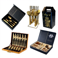 Ensemble de couverts minimaliste en acier inoxydable 24 pièces, coffret cadeau personnalisé, ensemble couteau-fourchette-cuillère 4 pièces, finition miroir, portable