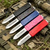 Couteau de chasse pliant de survie pour le camping en plein air, personnalisé en gros, avec lame OEM, outil EDC personnalisé, manche en aluminium rose en forme de donut