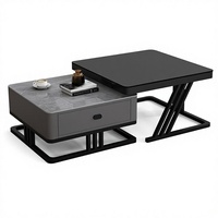 Table à thé en verre au design moderne, mobilier de salon, table à thé au design moderne, table basse avec tiroirs bidirectionnels