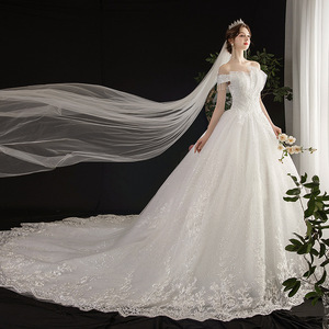 Vestido de Novia de Gala con Hombros Descubiertos, Corte Imperio, Escote Corazón, Encaje Bordado, Malla, Largo hasta el Suelo, Estilo Vintage - Product Image 2