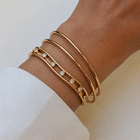 Bracelet en acier inoxydable plaqué or avec incrustation de strass, bracelet à ouverture et fermeture irrégulières, tendance