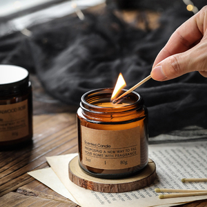 Lambey Factory Supply Venta al por mayor Decoración del hogar Negro Oro Astilla Tapa Regalo Cera de soja Velas perfumadas Ember Glass Jjar Candle - Product Image 3