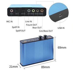 Adaptador de Tarjeta de Sonido Externa USB de 6 Canales 7.1/5.1 Surround Óptico <span class=keywords><strong>S</strong></span>/<span class=keywords><strong>PDIF</strong></span> - Product Image 6
