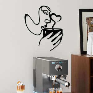 Décoration murale en métal style line art <span class=keywords><strong>pour</strong></span> café - Couleur personnalisable, design Art déco moderne <span class=keywords><strong>pour</strong></span> mariage, anniversaire, décoration intérieure - Product Image 3