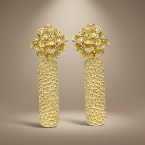 Juego de Pendientes Colgantes con Diseño Único en Forma de Arquitectura Étnica, Chapados en Oro, con Diseño Floral, Regalo de Compromiso - Product Image 3