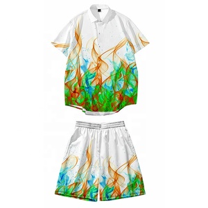 China Casual Summer <strong>Men</strong> Collar Short Sleeve <strong>Shirt</strong> Shorts 2 Piece Beach Printed <strong>Shirt</strong> and Pants - Product Image 3