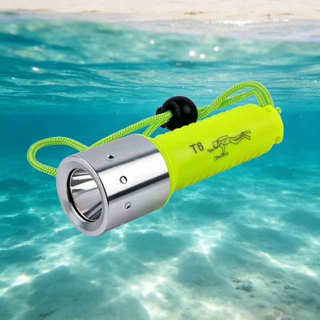 Professional Rechargeable LED Diving Flashlight IP68 Waterproof Aluminum Alloy Torch ABS Housing Underwater Emergency Scuba Dive