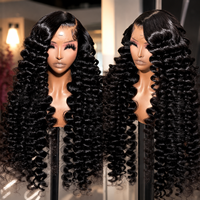 Pelucas de Cabello Humano Remy Virgen HD 13x6 para Lace Frontal, 40 Pulgadas, Sin Pegamento, Pre-Desplumadas, Ondas Profundas, Rizadas, para Mujer