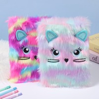 Cuaderno de Regalo para Niños con Cubierta de Felpa de Dibujos Animados A5, Diario con Bordado de Gatito Adorable, Encuadernación Perfecta - Cuaderno Chino