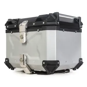 45L X tasarım gümüş büyük kapasiteli alüminyum kuyruk kutuları motosiklet toptan için özel üst kutu