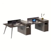Bureau de travail moderne convertible pour 4 personnes, pour la maison ou le bureau, avec design en panneaux de bois, mobilier commercial modulaire