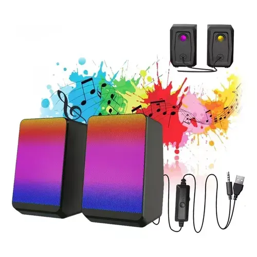 Gamer Speaker With RGB Led Light For PC Laptop 3.5mm Auxiliary