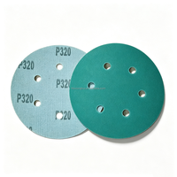 Feuilles abrasives en film polyester vert de qualité supérieure, 150 mm (6 po), 6 trous, pour le conditionnement de surfaces haut de gamme