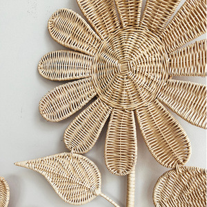 Adorno de pared de girasol de ratán tejido a mano para decoración del hogar, sala de estar, dormitorio - Product Image 2