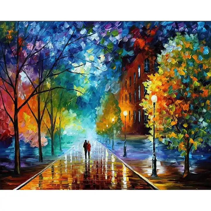 Fashion design pop-art city scenery colorful full drill Round Diamond painting for home decor