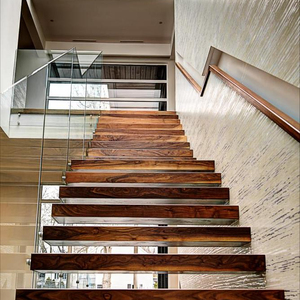 <span class=keywords><strong>Escalier</strong></span> <span class=keywords><strong>flottant</strong></span> en bois en forme de L à prix avantageux avec garde-corps en bois et garde-corps en verre - Product Image 3
