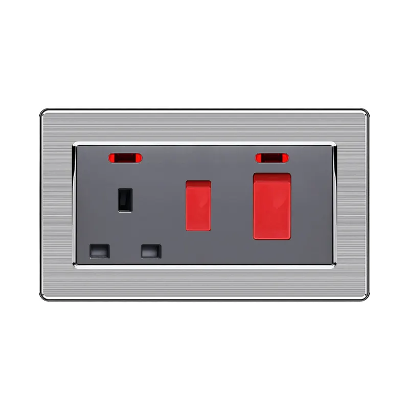 F62 interrupteur de cuisine 13A prise UK haute puissance 20/45A interrupteur prise acier inoxydable maison électrique interrupteur d'éclairage mural