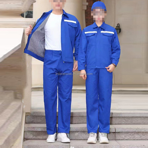 Ropa de Trabajo de Algodón Azul Oscuro Personalizada de 2 Piezas para Trabajadores de Obras de Construcción, <span class=keywords><strong>Ingenieros</strong></span> Mecánicos - Product Image 4