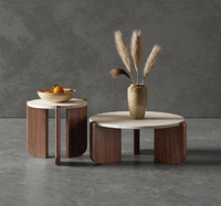 Table basse moderne en bois massif pierre de grotte naturelle dessus en marbre nordique Wabi-Sabi hôtels chez l'habitant résidences privées usine directe