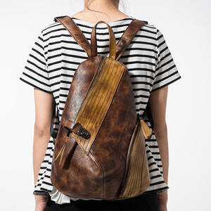 Sac à dos pour femme en cuir de vachette Andong, artisanat rétro, couleur patinée, sac à dos en cuir de vachette véritable, sac à bandoulière pour femme - Product Image 2