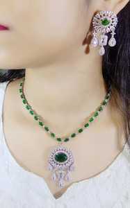 Long Traditional AD Choker and <b>Necklace</b> Set Designer Bridal Jewelry Collection for Weddings Gold As Main Material - Product Image 2