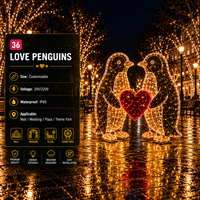 Adorable paire de pingouins avec guirlande lumineuse LED en forme de cœur, étanche IP65, pour parc d'attractions, spot photo, fiançailles, motif Saint-Valentin