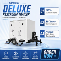 Remorque de toilettes de luxe portable, remorque de toilettes mobiles, remorque de toilettes de luxe pour événements extérieurs, location pour mariages, entreprise à vendre