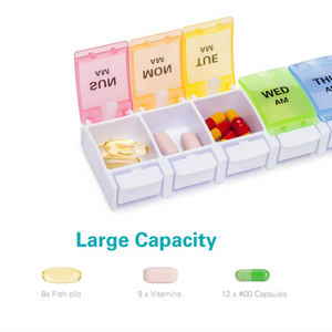 Wholesale 14 Compartment 7-Day Weekly Pill Organizer <b>Storage</b> <b>Box</b> with Plastic PP <b>Material</b> - Product Image 3