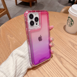 Funda transparente <span class=keywords><strong>3</strong></span> en 1 a prueba de golpes, PC duro de TPU de <span class=keywords><strong>3</strong></span> capas para Xiaomi Redmi Note 13 Pro +/Redmi A3, funda trasera de color degradado para teléfono - Product Image 1