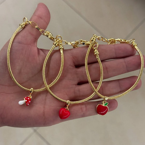Party Gift New Trendy Summer Beach <b>Red</b> Cherry <b>Bracelet</b> for Women Cute Sweet Metal Chain Cherry Pendant <b>Bracelet</b> Party Party Gift - Product Image 4