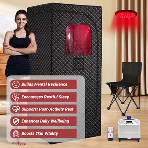 Sauna infrarouge pliable portable pour une personne, avec douche vapeur intégrée, en matériaux durables, pour usage domestique (sec et humide) - Product Image 2