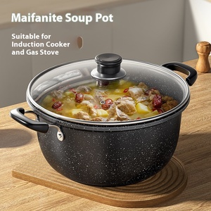 Sang trọng nhà bếp không dính <span class=keywords><strong>Cookware</strong></span> <span class=keywords><strong>Set</strong></span> 24cm Chứng Khoán nồi với nắp cho hầm và súp cảm ứng & Bếp gas tương thích - Product Image 4