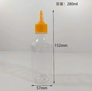 Botella para apretar de salsa de Chile de plástico PET transparente vacía personalizada con tapa giratoria para kétchup de mermelada de miel - Product Image 4