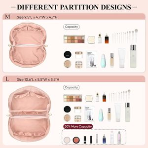 Wholesale <b>Large</b> Capacity Portable Makeup <b>Case</b> Waterproof PU Leather <b>Pillow</b> Bag for Cosmetics Storage Travel Zipper Bag - Product Image 2