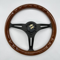 Volant de course classique à 3 branches en bois grainé, en alliage d'aluminium et acajou poli, universel pour voiture (pièce de rechange)