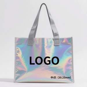 Sac fourre-tout personnalisé avec logo, réutilisable, écologique, recyclable, holographique, iridescent, métallique, laminé, non tissé, pailleté pour supermarché - Product Image 6
