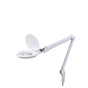 LED Magnifying Lamp with Clamp Metal Swing Arm Dimming Lumens Lighted Magnifying Desk Lamp for Crafts