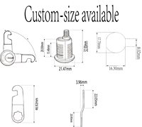 Serrure à came pour porte d'armoire avec 2 clés, cylindre fileté en alliage de zinc, crochet décalé, longueur de came personnalisée, OEM ODM pour tiroir et placard