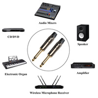 Gun Color Gold plated Metal 1/4 6.35mm TS Mono Stereo Audio Jack Plug Connectors For Guitar Instrument Cable