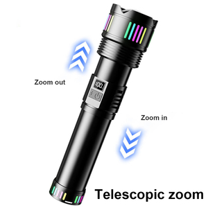 Helius New Hợp Kim Nhôm Dài Phạm Vi Ngoài Trời Với Huỳnh Quang Hiển Thị Kỹ Thuật Số TYPE-C Có Thể Sạc Lại <span class=keywords><strong>Focus</strong></span> LED Đèn Pin - Product Image 4