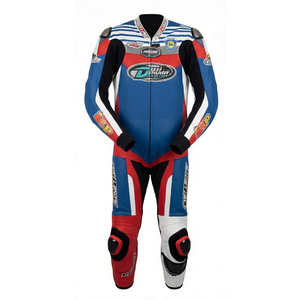 Combinaison de course premium Zuzuki pour homme, 1 pièce, en cuir de vache véritable/cuir de kangourou, style MotoCP, combinaison de course sur circuit, niveau de protection 2 - Product Image 1