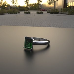 Sterling <b>Silver</b> Faux <b>Emerald</b> <b>Ring</b> With Diamonds For Girls &amp; Women - Product Image 6