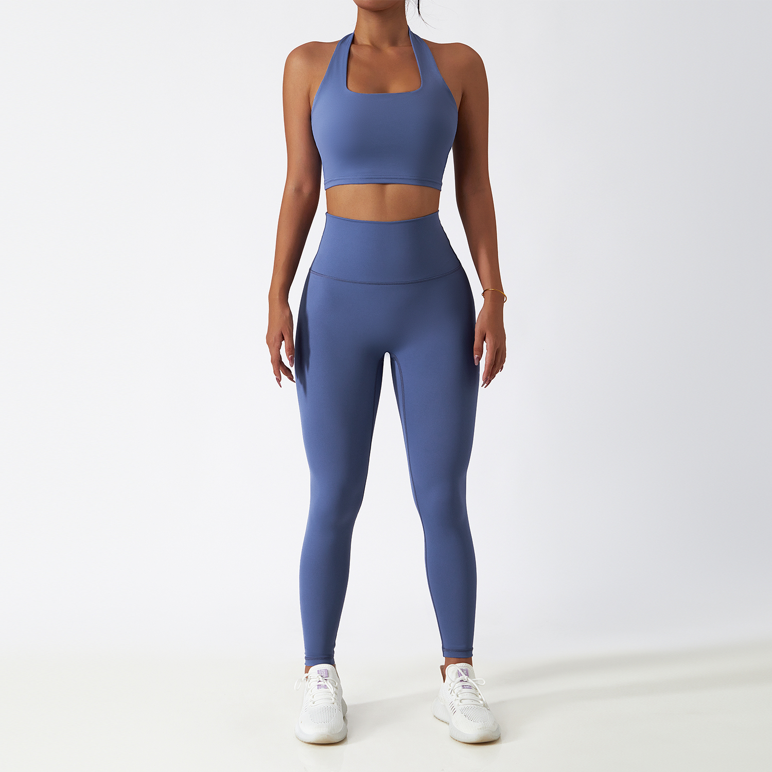 Plus Size Yoga Sets Women Seamless Breathable Four-Way Stretch Comfortable Fitness Workout Outfit Two Piece High Waist Solid