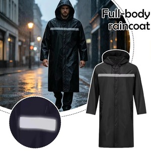 Impermeable con Capucha, Largo y Completo, con Banda Reflectante, Poncho de Lluvia Grueso y Resistente al Viento, Unisex, para Ciclismo, Pesca y Actividades al Aire Libre - Product Image 4