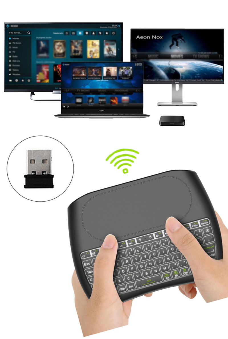 Dji — clavier couleur D8 double mode avec pavé tactile, 2.4 ghz, sans fil, télécommande, rétroéclairage, rechargeable