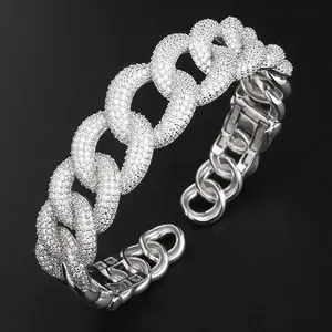 S925 pulseira e bracelete de luxo, pulseira feminina de prata esterlina 925 personalizada 18k banhada a ouro branco diamante zircônia