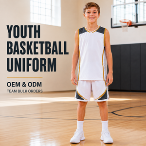 Uniforme de basket-ball personnalisé pour les jeunes, ensemble de maillot sans manches en maille respirante à col en V et short pour les tournois scolaires de basket-ball - Product Image 1